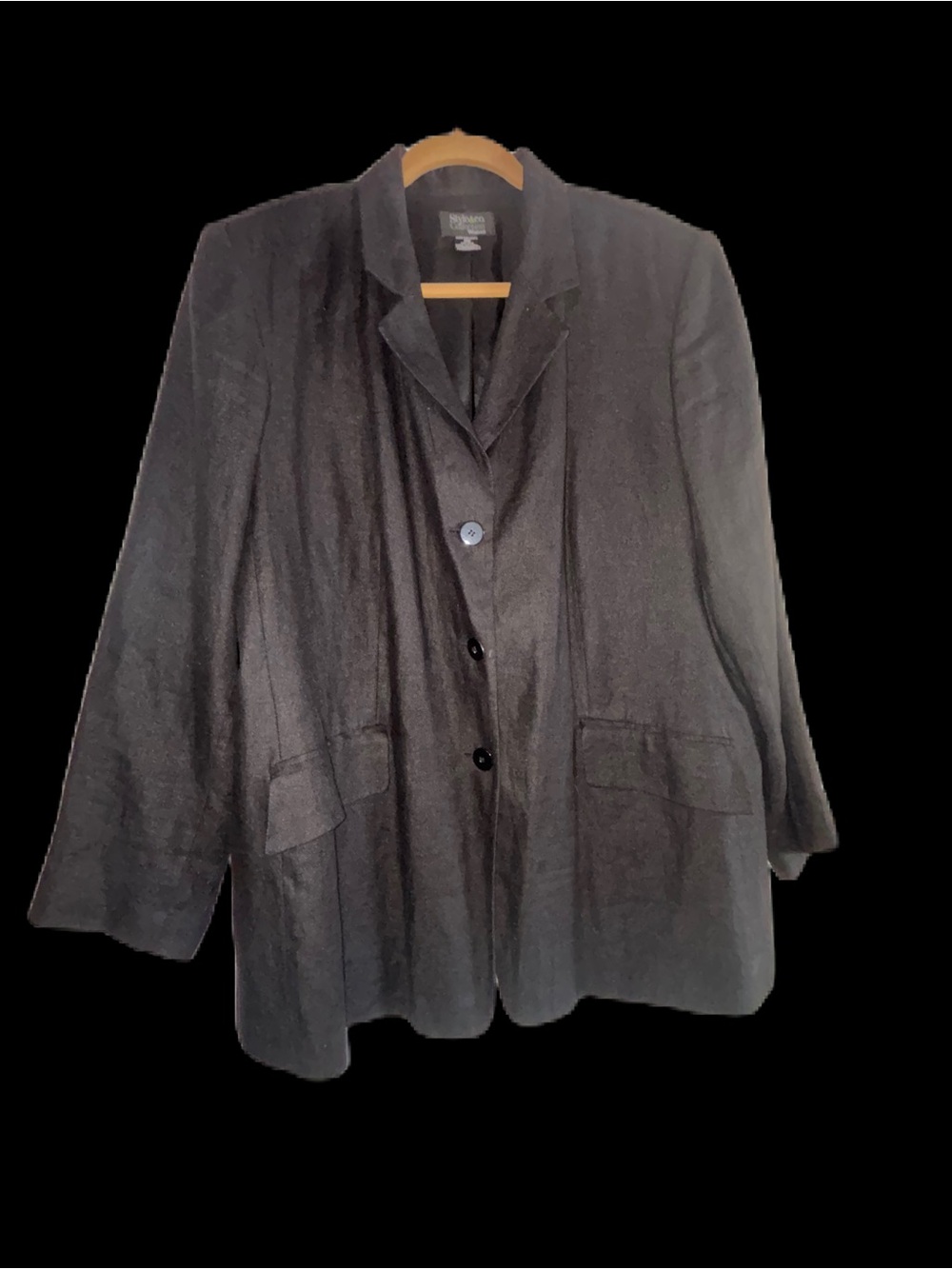 Style & Co. Woman Black Linen Tailored Single-Breasted Blazer Jacket 18W